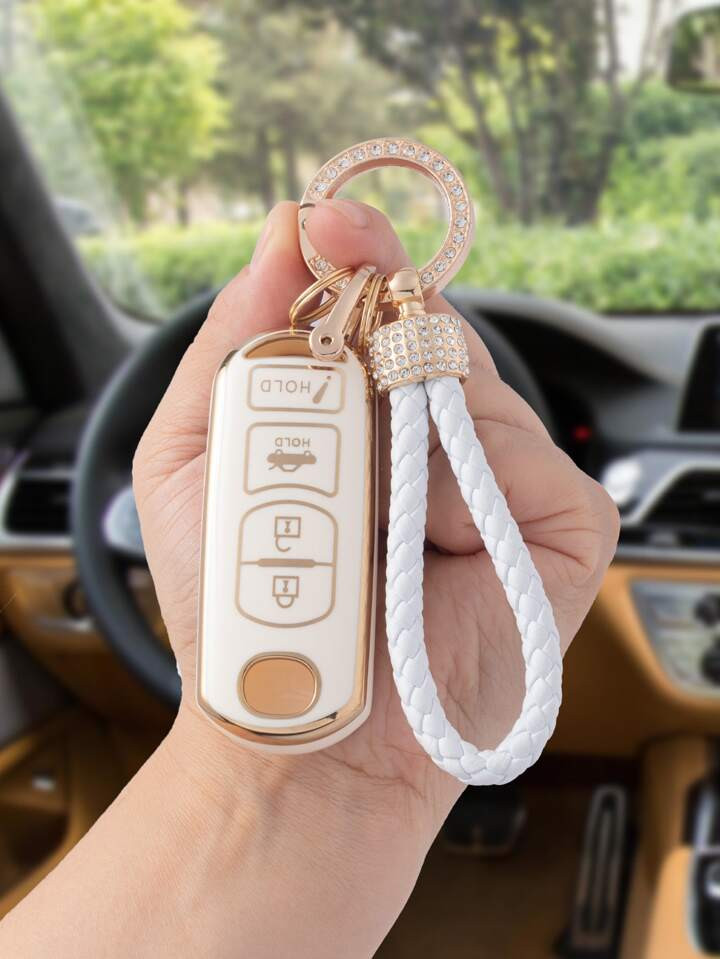 1set Car Key Case & Rhinestone Decor Keychain Compatible With Mazda, Key Fob Cover | SHEIN