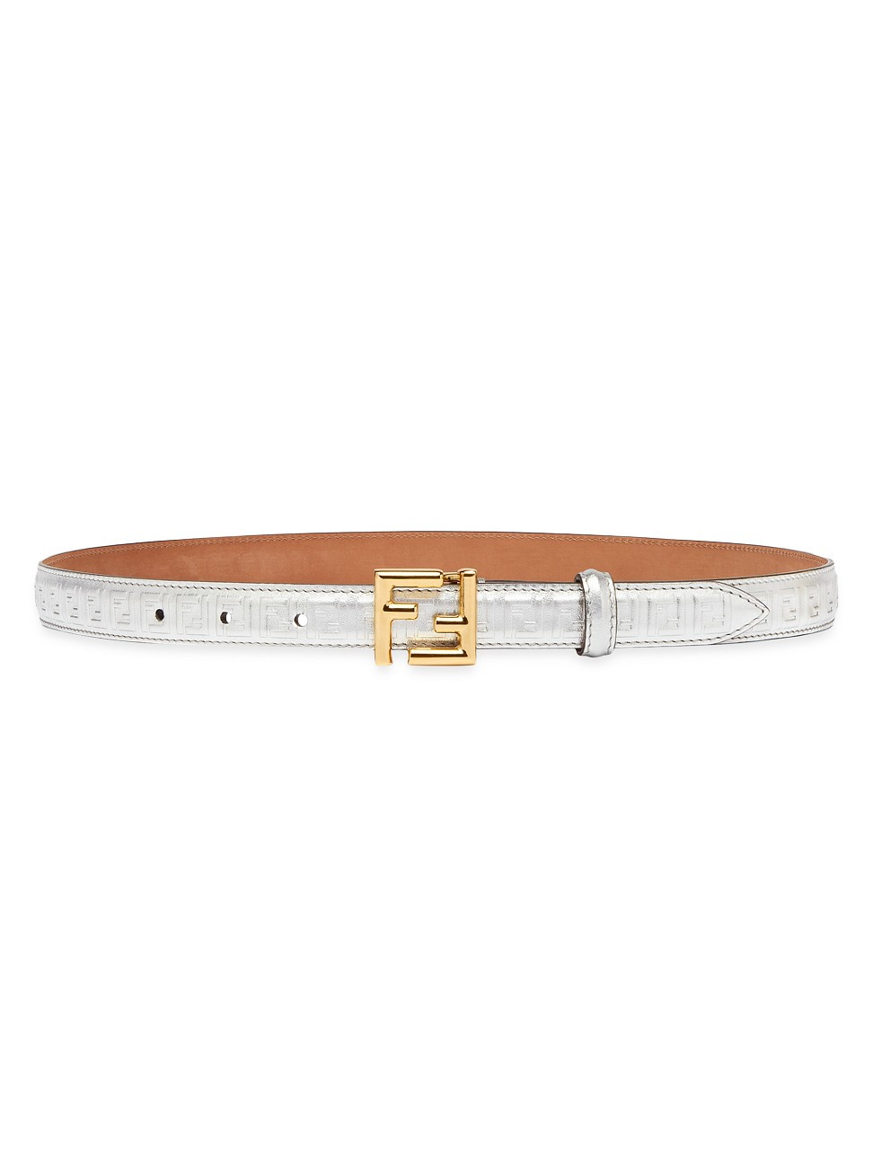 Women's Logo Leather Belt - Argento - Size Small | Saks Fifth Avenue