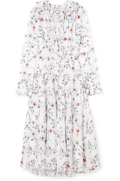 Evi Grintela - Marie Floral-print Cotton-voile Midi Dress - White | NET-A-PORTER (UK & EU)