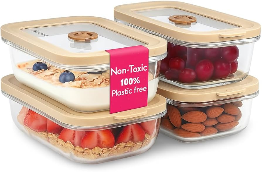 Ziruma Non-Toxic 1.5 cup Glass Food Storage Containers with Lids - Overnight Oats, Plastic Free M... | Amazon (US)