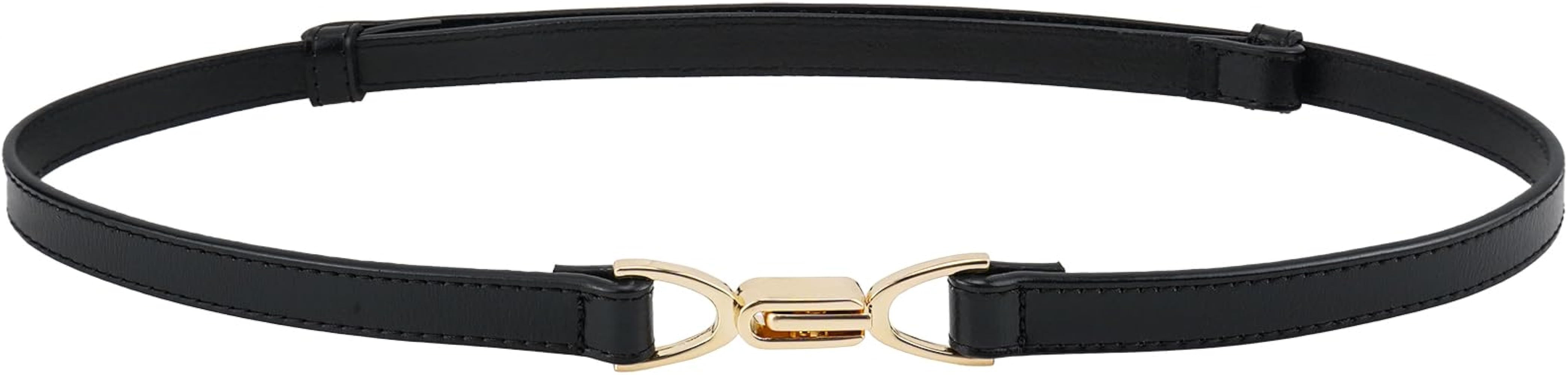 BAOKELAN Skinny Leather Belts for Women Slim Waist Belt Patent Leather with Gold Buckle for Dress | Amazon (US)