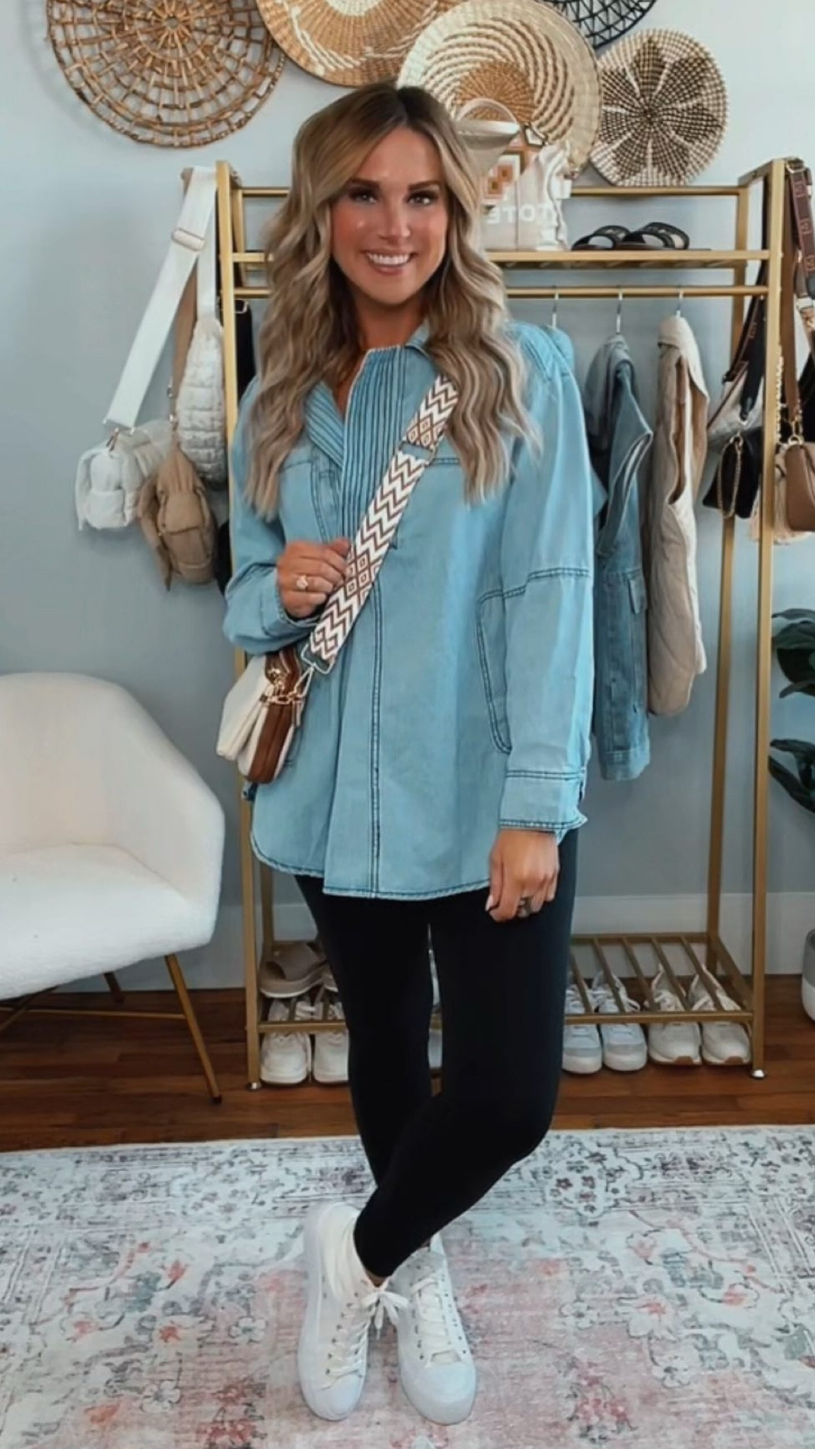 I saw this top and immediately added to my cart and it did not disappoint!! It comes in this light wash, a dark wash and even black & charcoal! It’s the best lightweight denim shirt to pair with leggings for the spring outfit of the year.

#LTKfindsunder100 #LTKfindsunder50 #LTKSeasonal