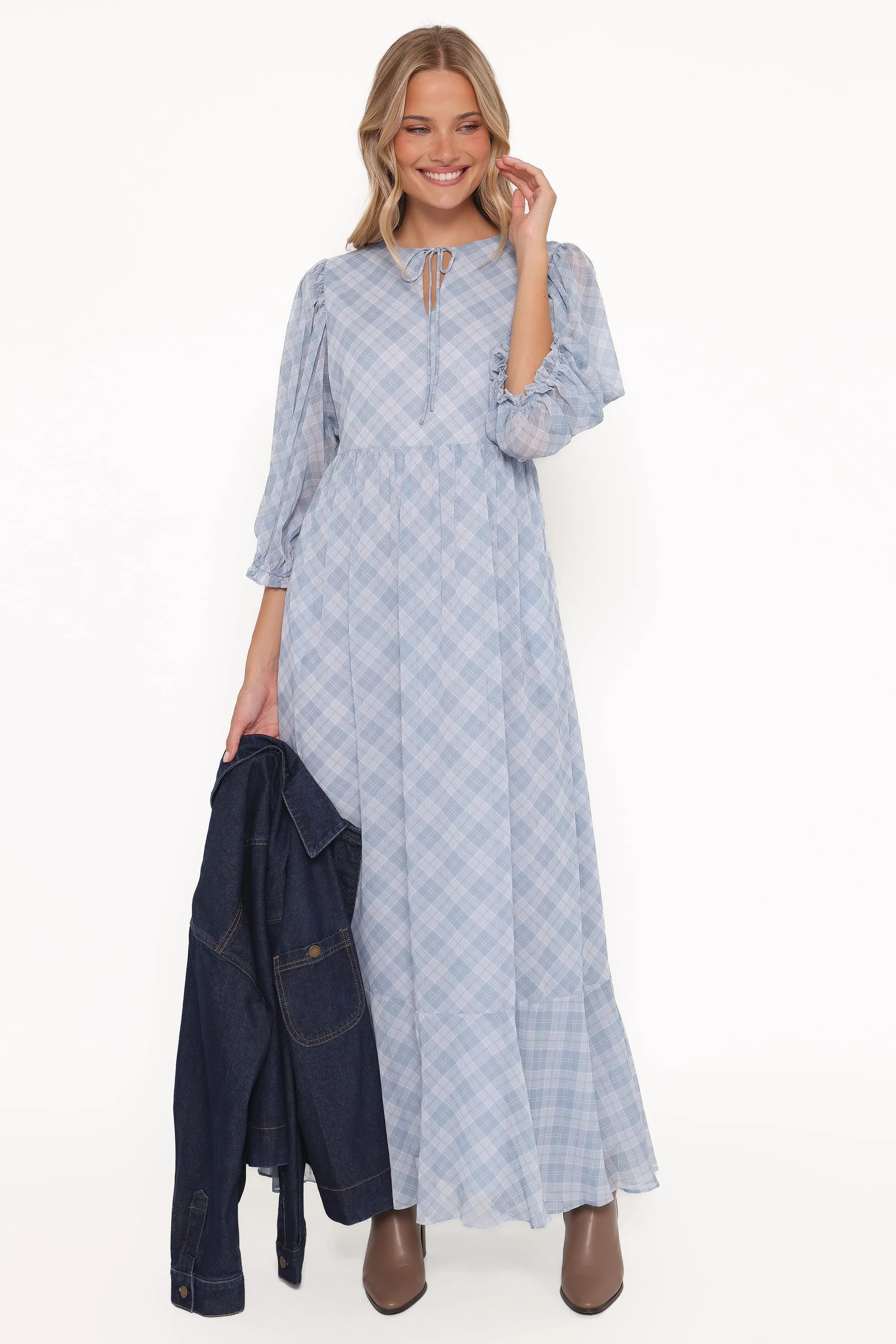 Cassina Maxi Dress - Blue Plaid | Petal & Pup (AU)