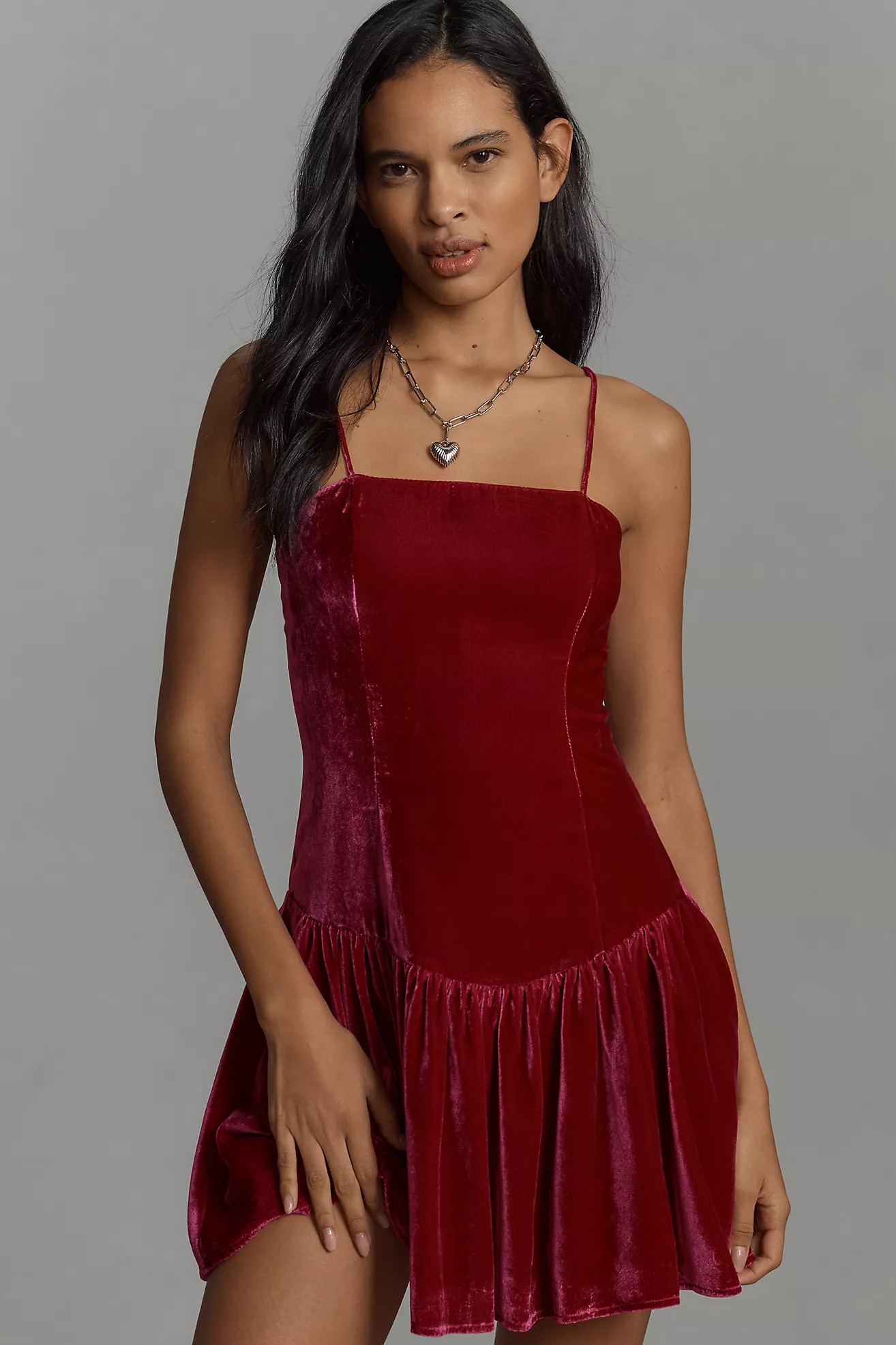 Maeve Drop-Waist Velvet Mini Dress | Anthropologie (US)