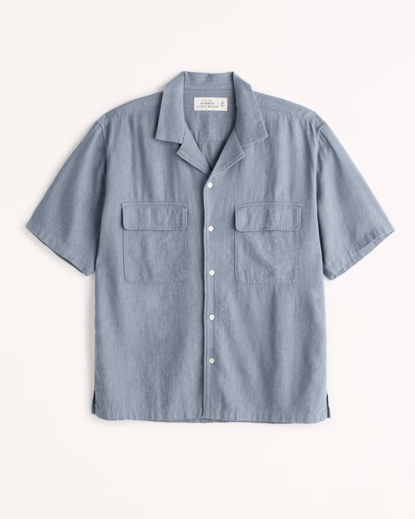 Camp Collar Summer Linen-Blend Shirt | Abercrombie & Fitch (US)