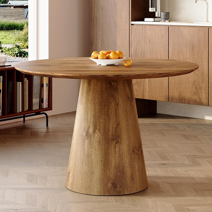 45‘’ Round Wood Dining Table for 4-6 | for Kitchen Dining Room Apartment Restaurant | Rustic ... | Amazon (US)