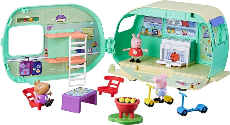 Peppa Pig Caravan Playset for Girls and Boys, 3 Figures, 6 Accessories, Preschool Toys, Kids Gift... | Amazon (US)