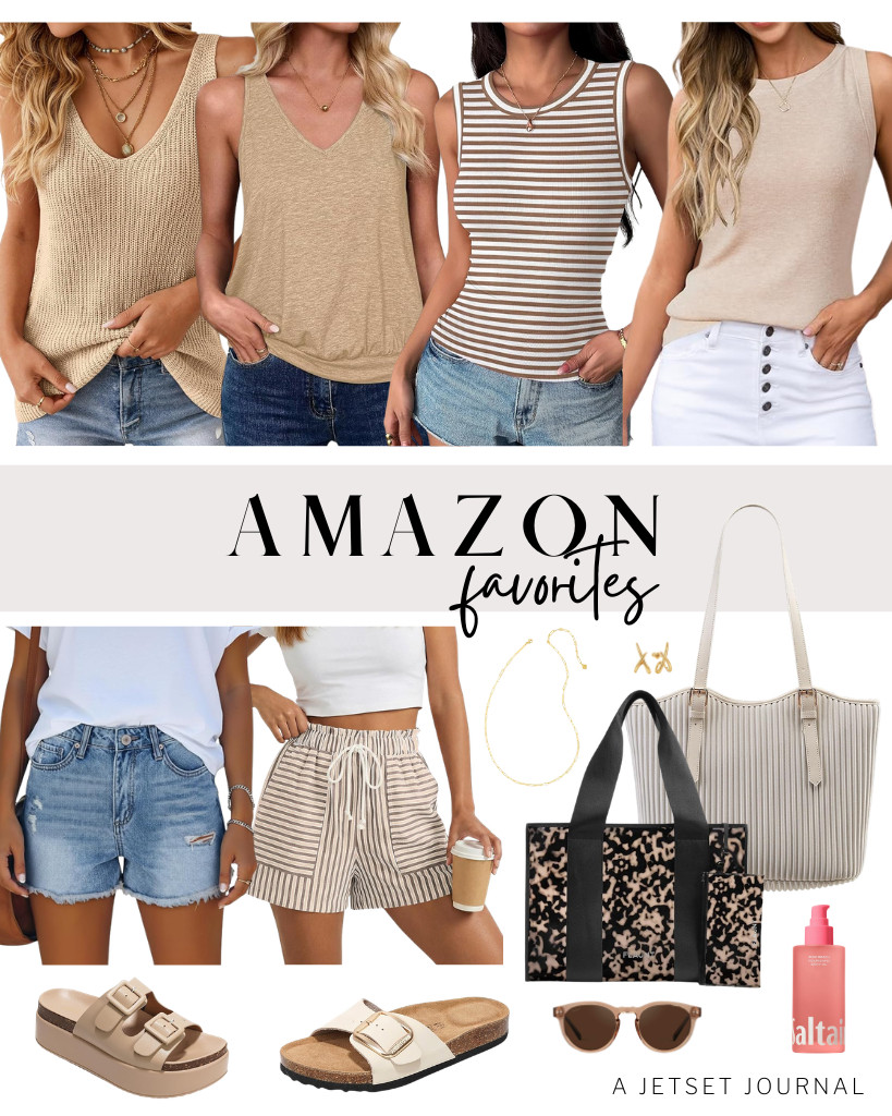 The Amazon Favorites are full of chic and cozy pieces! Tank tops from Zeagoo and Arach&Cloz hit different. For warmer days, people love wearing these comfy shorts paired with Project Cloud’s sandals. This tote bag from ONIMALS is cute, too!

#LTKSeasonal #LTKSaleAlert #LTKTravel
 

 