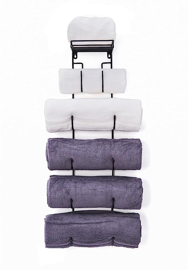 SODUKU Wall Mount Metal Wine/Towel Rack with Top Shelf | Amazon (US)