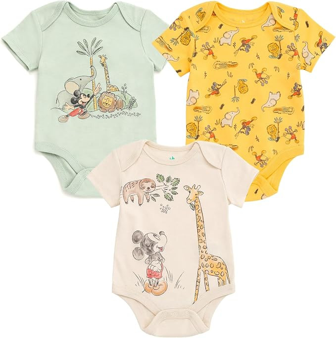 Disney Baby Girls Boys 3 Pack Bodysuits Newborn to Infant Sizes (Newborn - 24 Months) | Amazon (US)