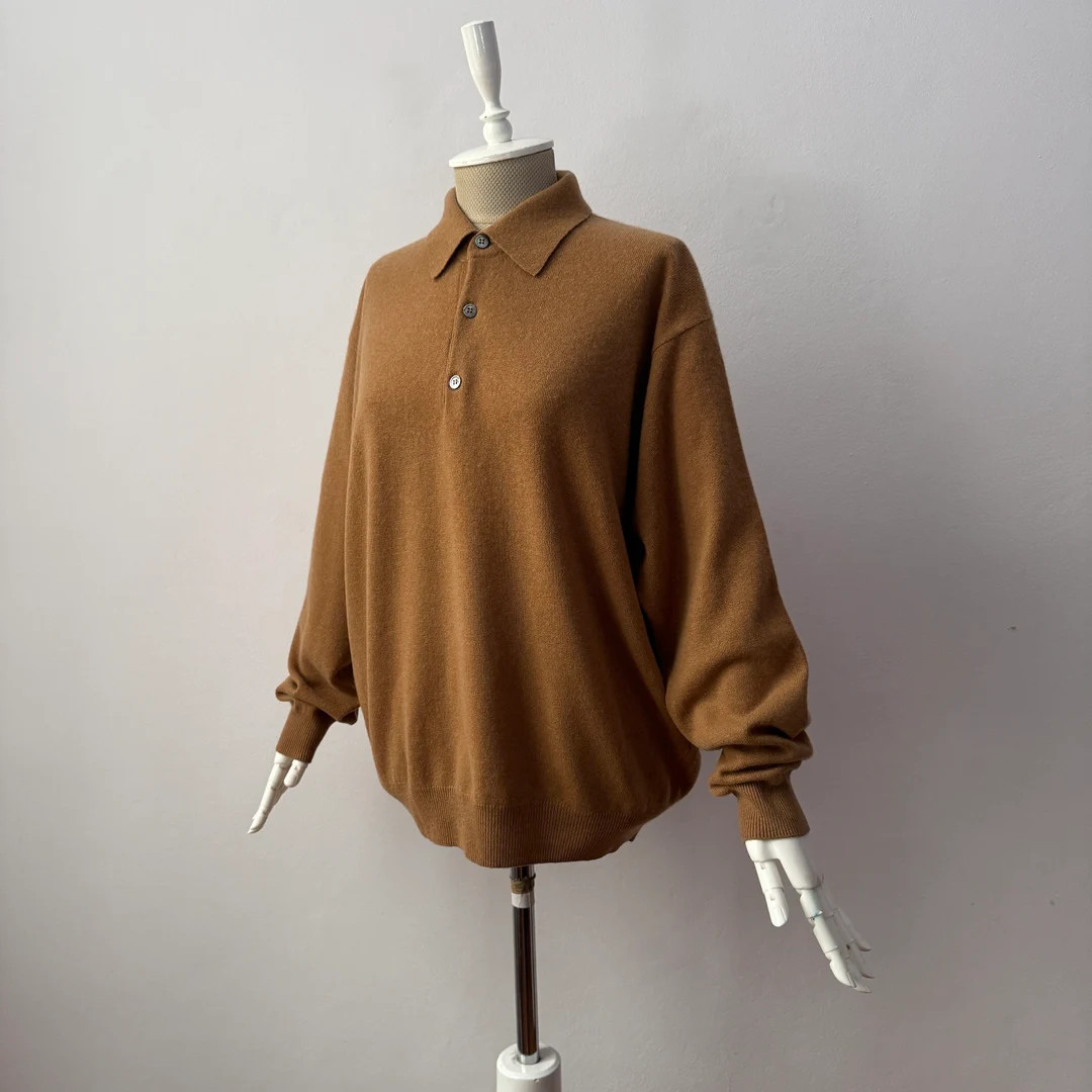 100% Pure Cashmere Polo Neck Relaxed Fit Camel Brown Sweater - Etsy Canada | Etsy (CAD)