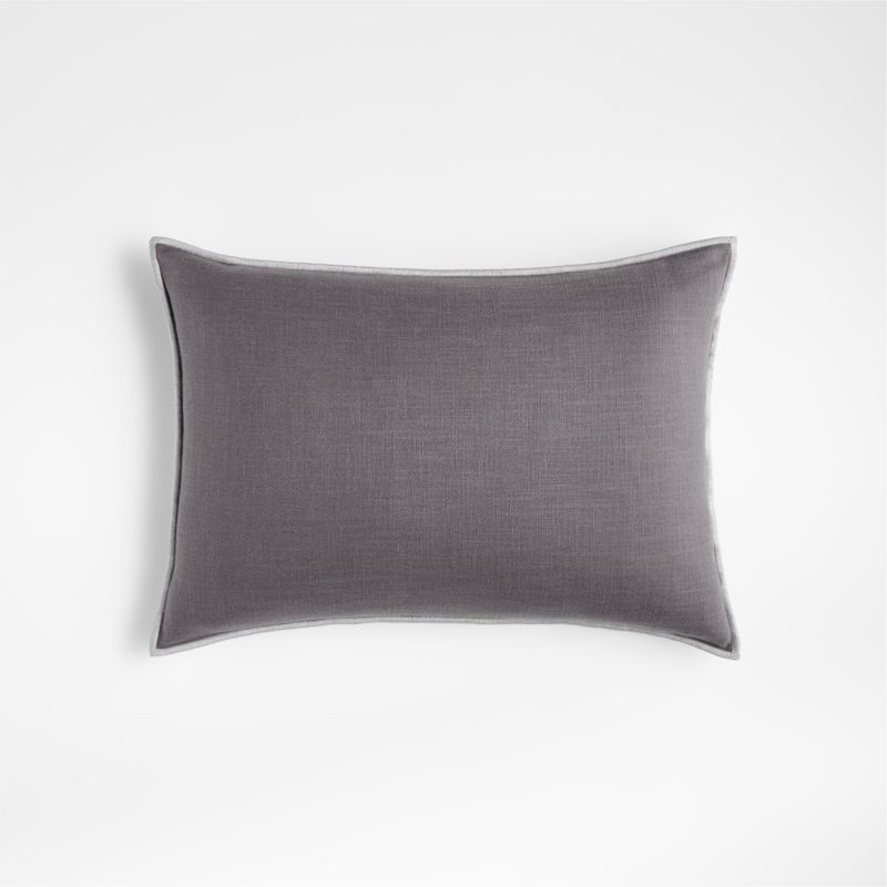 Grey 22"x15" Merrow Stitch Cotton Decorative Throw Pillow with Down-Alternative Insert + Reviews ... | Crate & Barrel