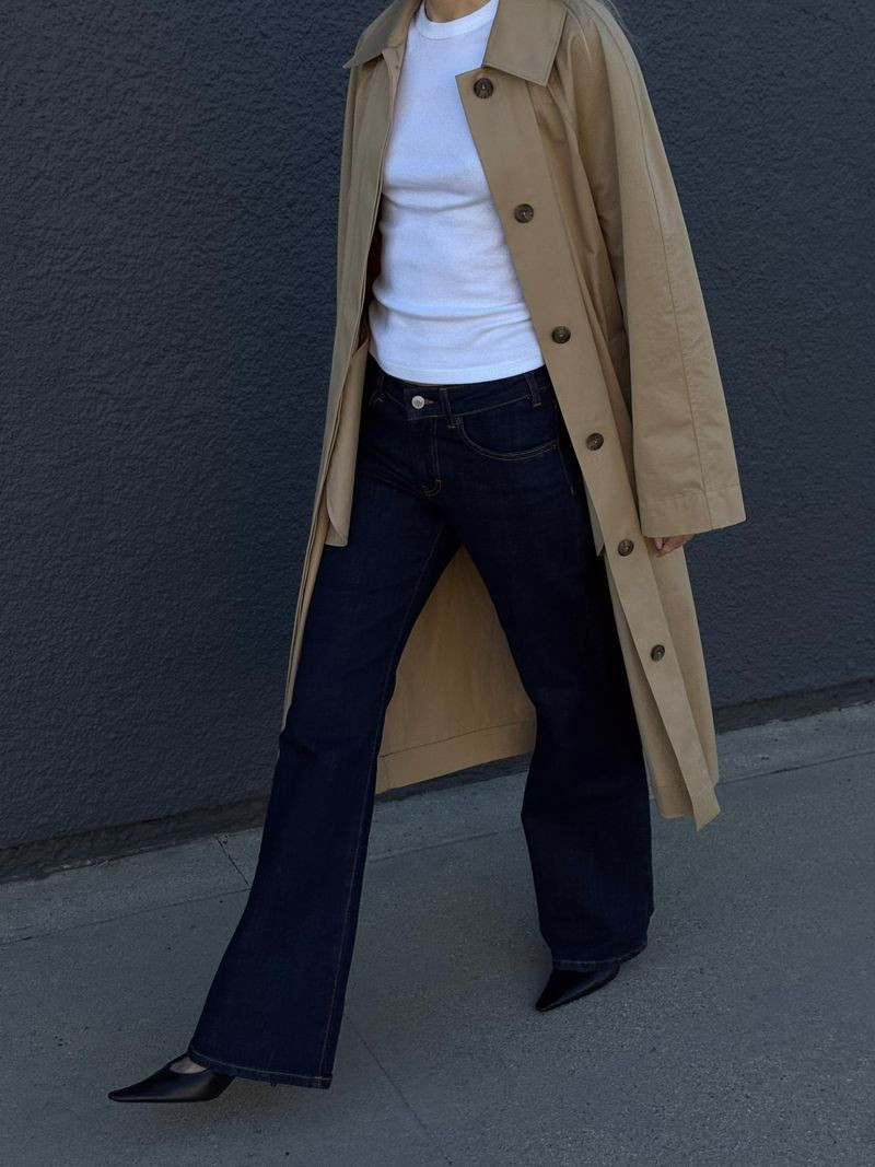 Spring uniform #stylist #trench #denim #pump #tee 

 #LTKdayinmylife #LTKootd #LTKSeasonal