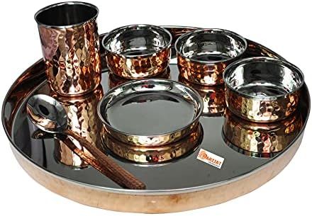 PARIJAT HANDICRAFT Indian Dinnerware Stainless Steel Copper Traditional Dinner Set Of Thali Plate... | Amazon (US)