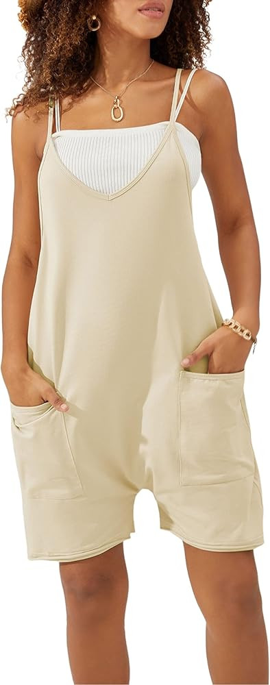 UANEO Rompers for Women Summer Stretchy Baggy Jumpsuits Overall Romper Shorts Jumpers Onesie | Amazon (US)