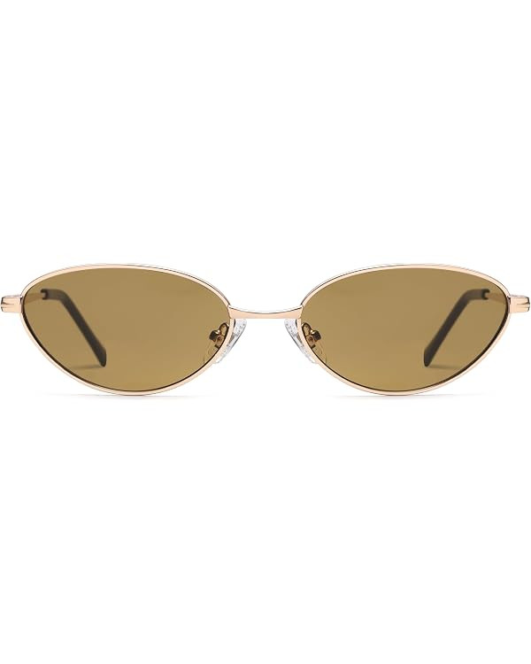 Retro Oval Cat Eye Sunglasses for Women Men, Small Slim Vintage UV400 Sunnies AP3730 | Amazon (US)