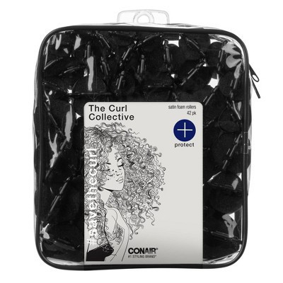 Conair The Curl Collective Heatless Satin Wrapped Foam Rollers - Black - 42pcs | Target