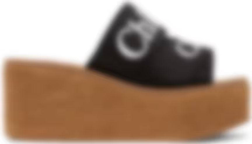 Black Woody Wedge Heeled Sandals | SSENSE