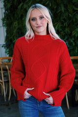 Warm Up Cable Knit Sweater, Rouge | North & Main Clothing Company