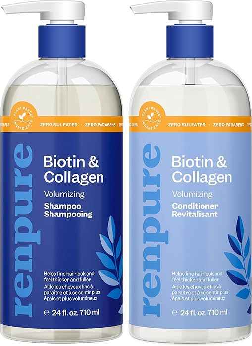 Renpure Biotin & Collagen Shampoo & Conditioner Set, Plant- Based - Nutrient Infused Formulas for... | Amazon (US)