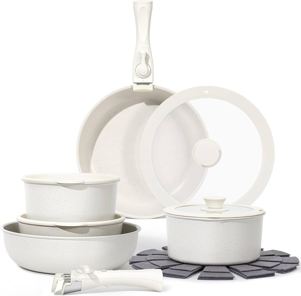 SODAY Pots and Pans Set Non Stick, 15pcs Kitchen Cookware Set Detachable Handle, Induction Kitche... | Amazon (US)