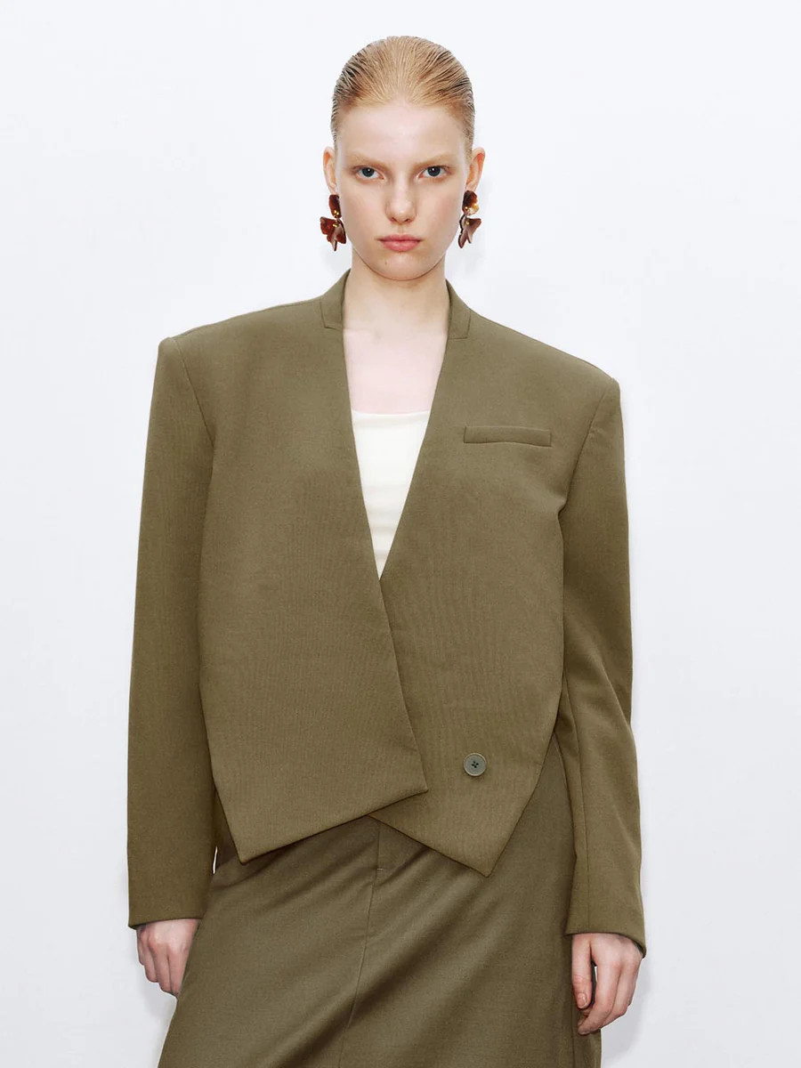 Surplice V-Neck Deconstructed Structured Blazers | Urban Revivo