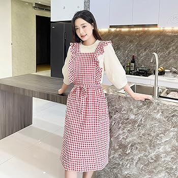 Plaid Apron Dress，Japanese Cotton Linen Cross Back Apron for Women with Pockets，Pinafore Dres... | Amazon (US)