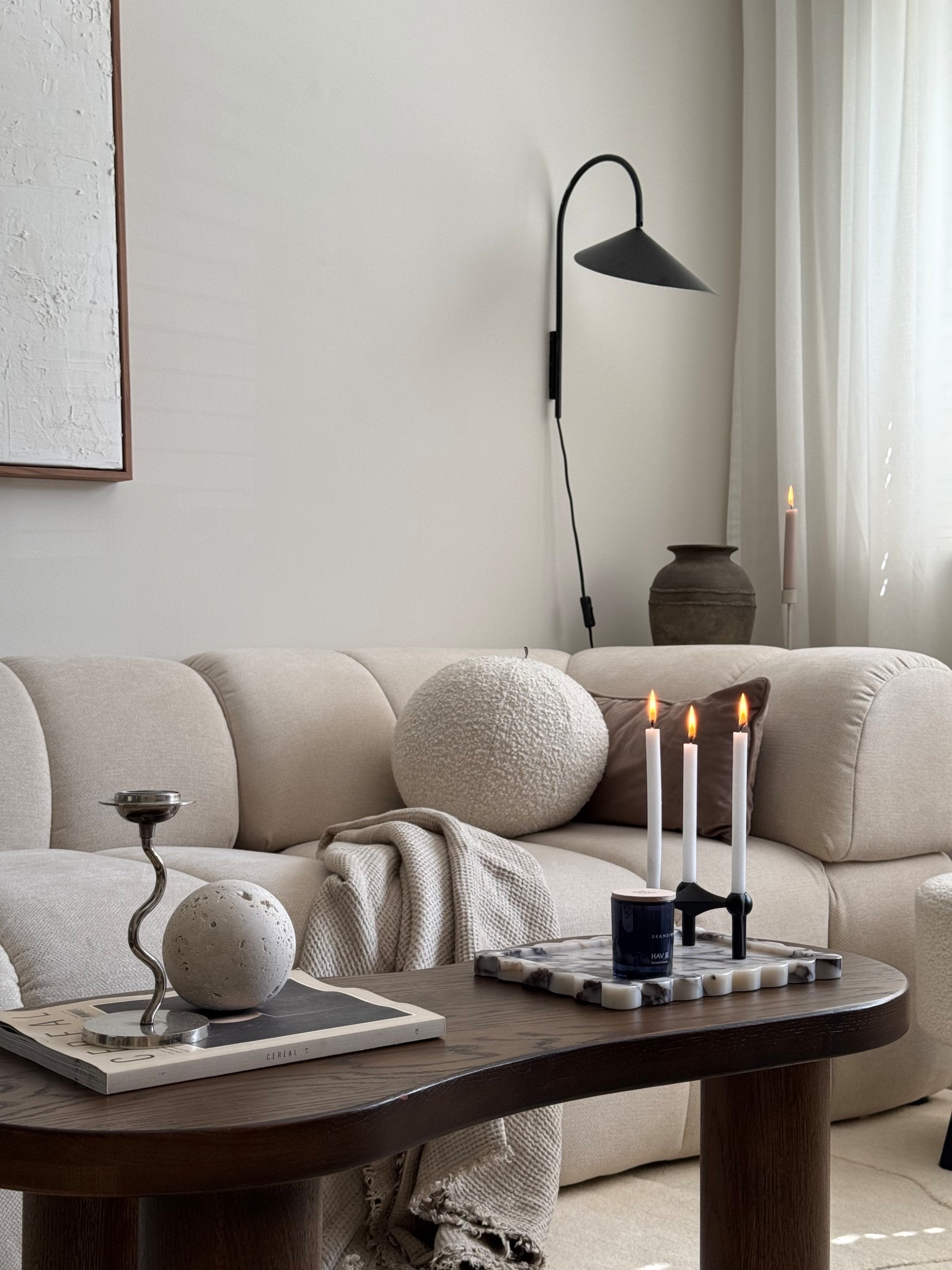 Coffee table decor 

Viola marble tray | travertine sculpture | scented candle | boucle cushion | vase | texture 

#LTKuk #LTKhome #LTKeurope