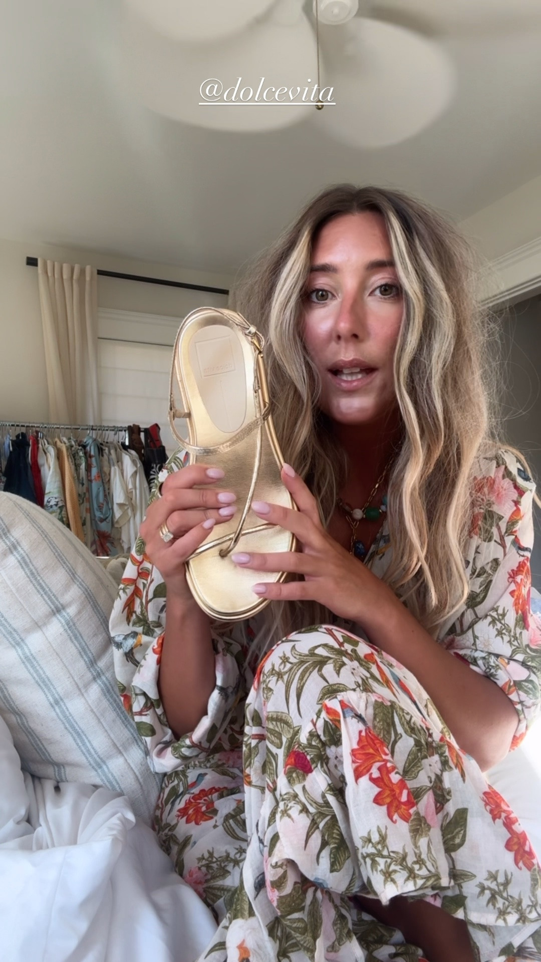 Love these gold sandals! Linked everything I could below! And same skirt and top just different print!
