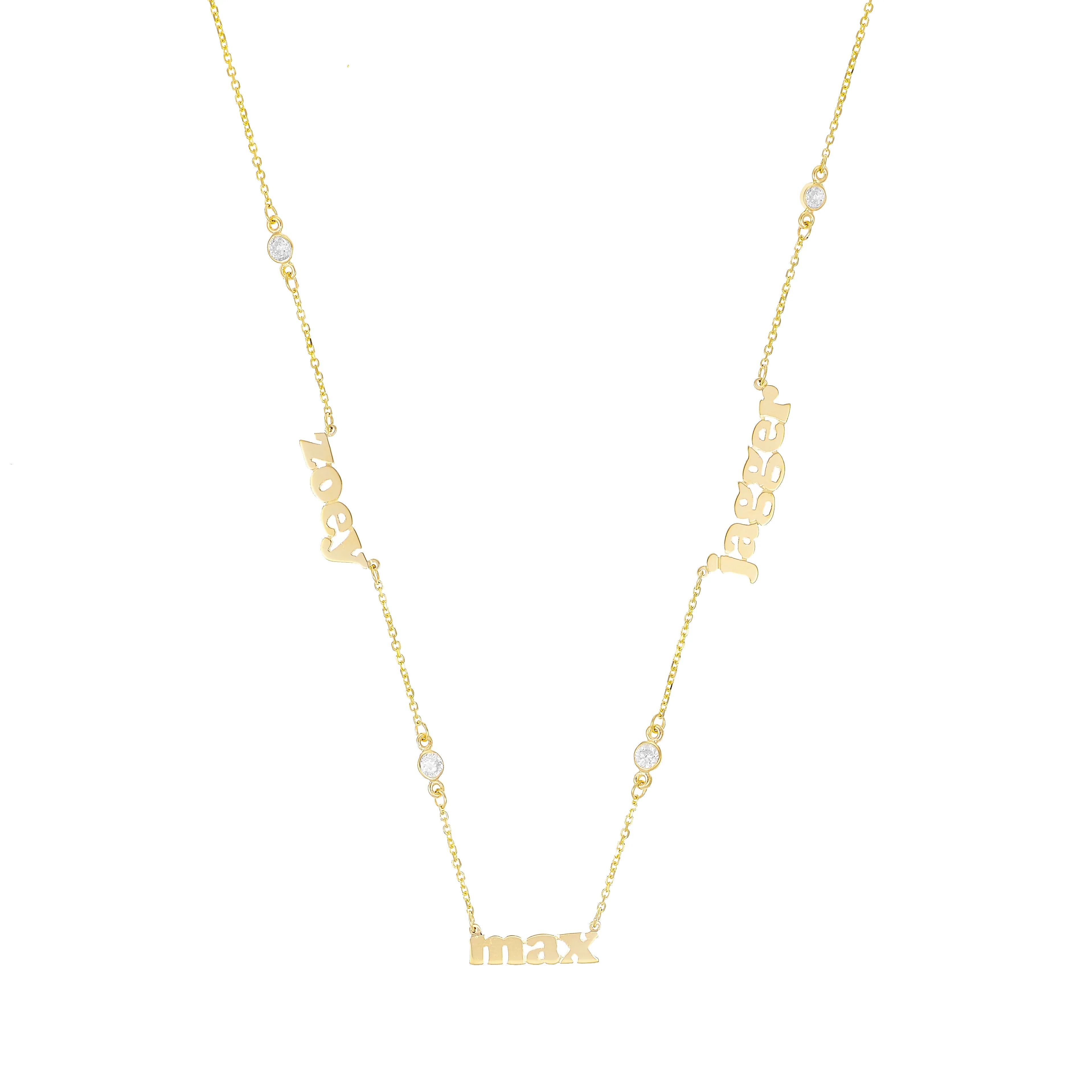 Mini Me Multi Name With Diamonds - 14K | Lola James Jewelry