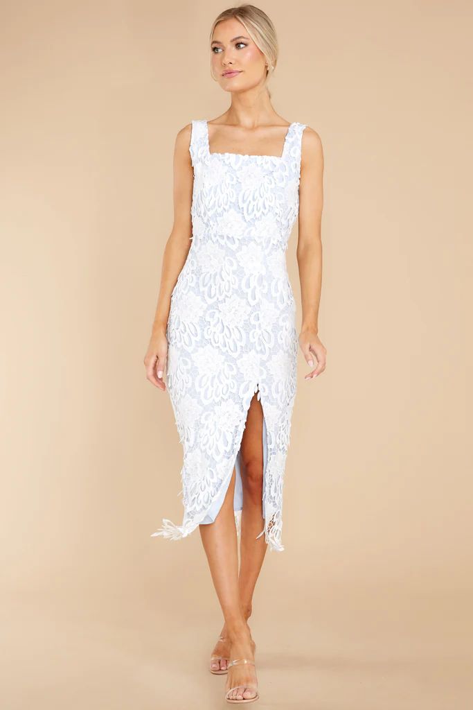 Own The Room Light Blue Lace Midi Dress | Red Dress 