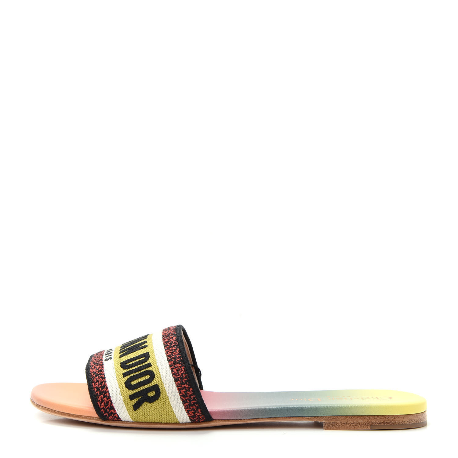 Canvas Embroidered Dioraura Dway Mules Slide Sandals 38 Multicolor | Fashionphile