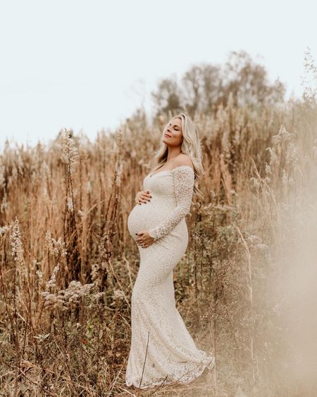 Shop my maternity gown 🤍🫶🏼 It was the absolute perfect dress for our maternity photos!!!! Love the cream. Wearing size small. 

Maternity photos | maternity gown | maternity dress | bump style | bump friendly dress

#LTKfamily #LTKbaby #LTKbump