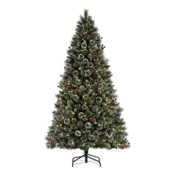 Holiday Time 7.5-Foot Pre-Lit Glittering Frost Pine Tree - Walmart.com | Walmart (US)