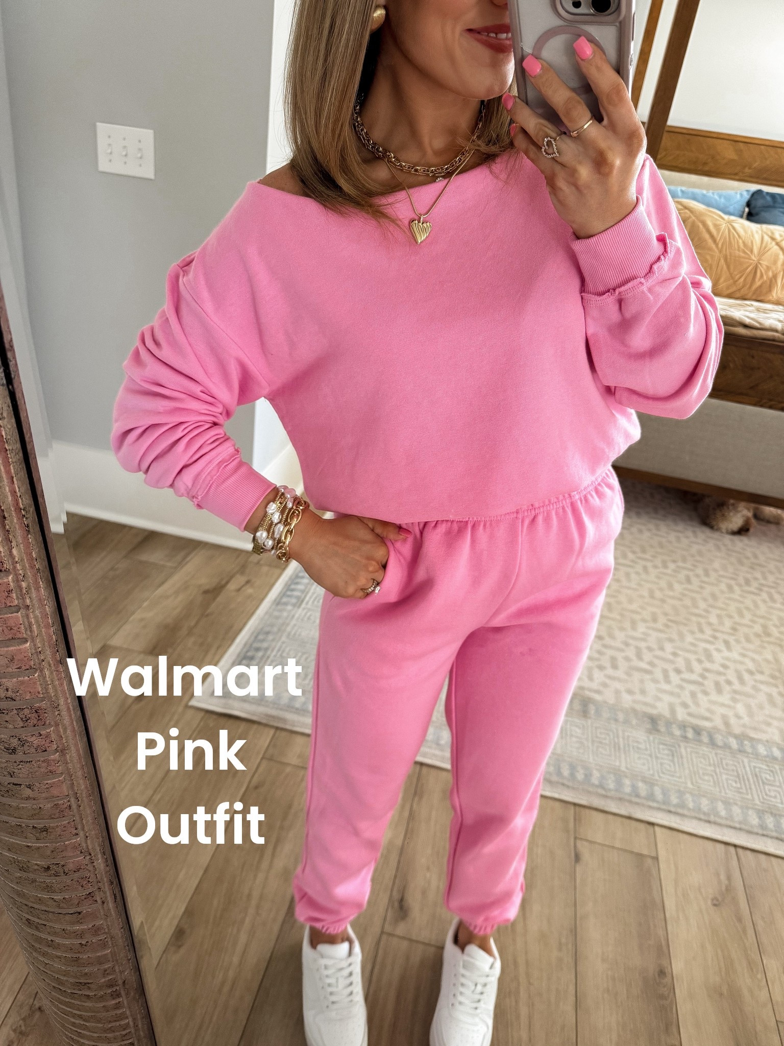 Obsessed is an understatement with this pink Walmart sweats set 💗✨
Both the sweatshirt and joggers are Walmart finds and each under $15 — the softest, coziest combo that still looks cute and put together. I love the relaxed fit of the sweatshirt and the elastic waist joggers that are comfy without feeling sloppy. This is the kind of Walmart lounge outfit you’ll reach for on repeat 🤍

Perfect for school drop-off, travel days, running errands, or just cozy days at home. Style it with white sneakers for an easy everyday look or layer with a denim jacket when you’re out and about. Affordable Walmart fashion that’s comfy, cute, and budget-friendly ✨

#walmartfashion #walmartstyle #walmartsweats #walmartloungewear #affordablefashion #pinkoutfit #sweatsuitstyle #casuallook #everydayoutfit #budgetfriendlyfashion #walmartfinds #comfystyle 💗✨