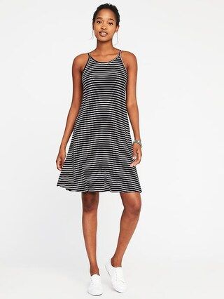 Old Navy High Neck Swing Dress For Women Size L Tall - O.n. new black stripe | Old Navy US