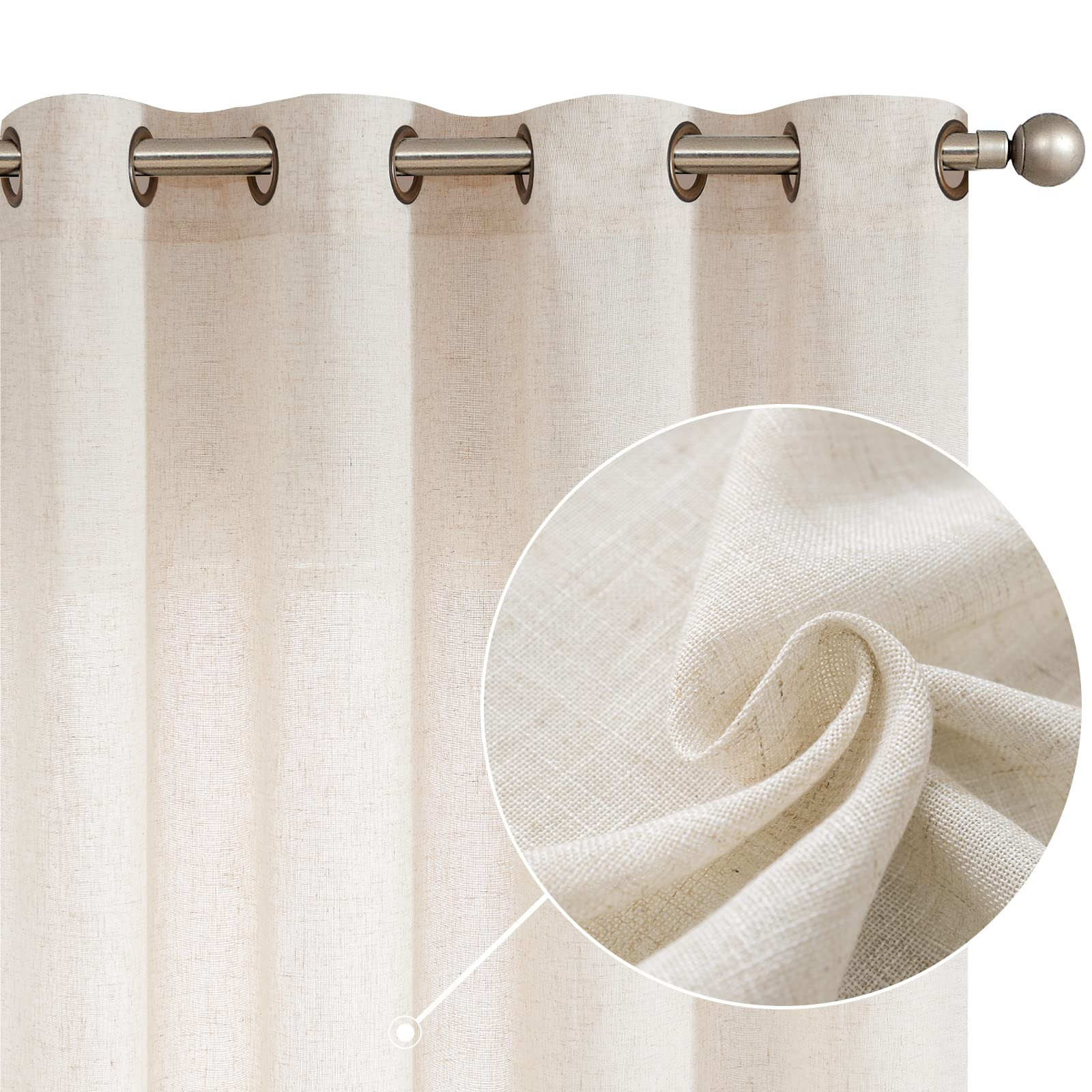 jinchan Linen Beige Curtains 84 Inch Long for Living Room Bedroom Farmhouse Grommet Top Light Fil... | Amazon (US)