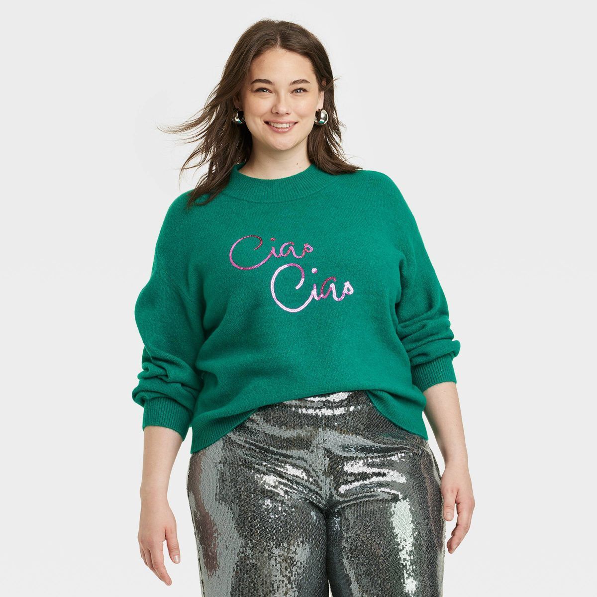 Women's Crewneck Pullover Sweater - A New Day™ Green XXL | Target