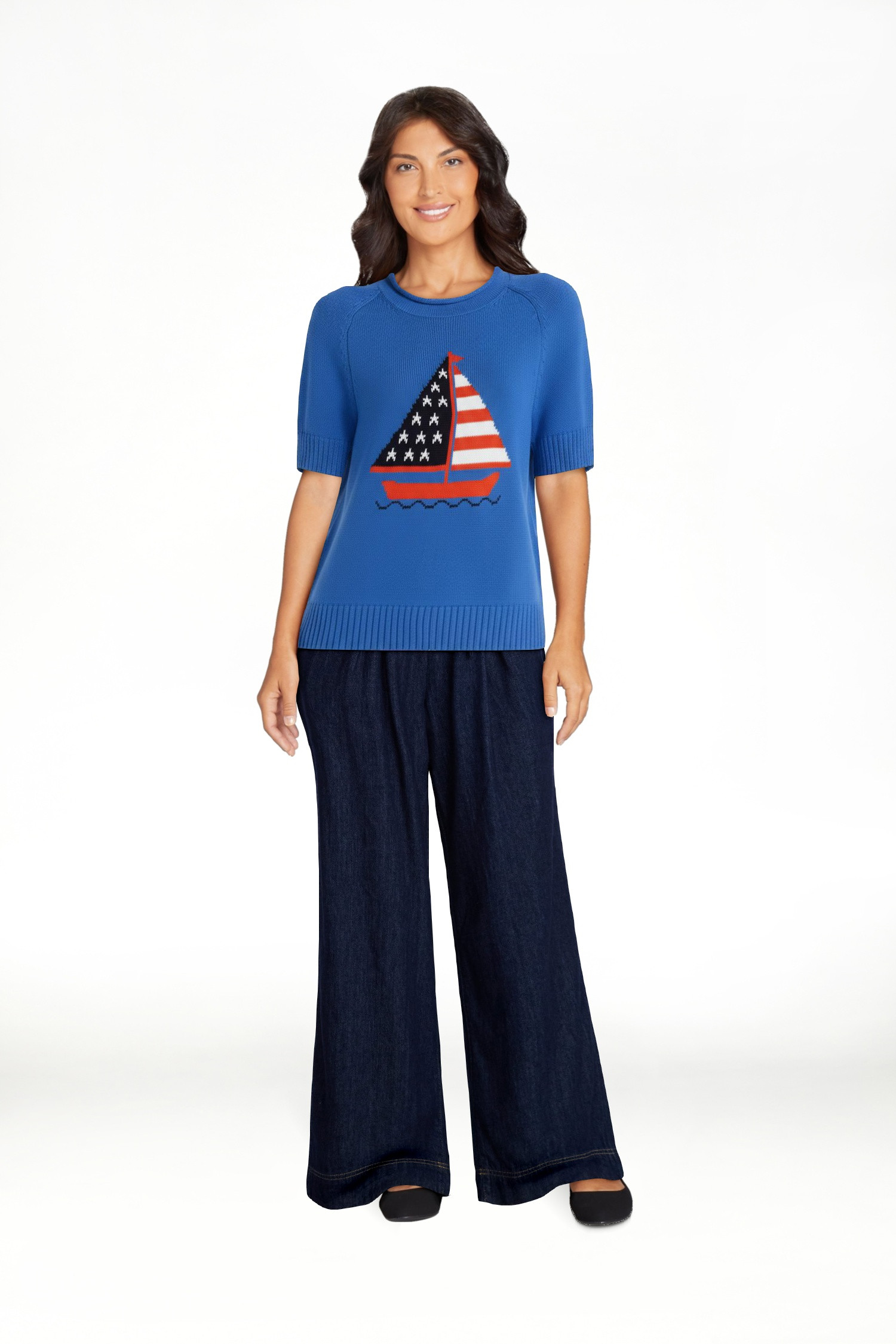 Free Assembly Women's and Women's Plus Roll Neck Cotton Sweater with Short Sleeves, Sizes XS-4X -... | Walmart (US)