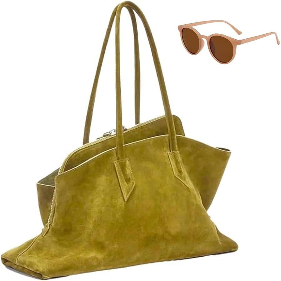 Bevel Edge Suede Large Capacity Tote Bags, Retro Slouchy Chic Hobo Handbags for Women, Trendy Lux... | Amazon (US)