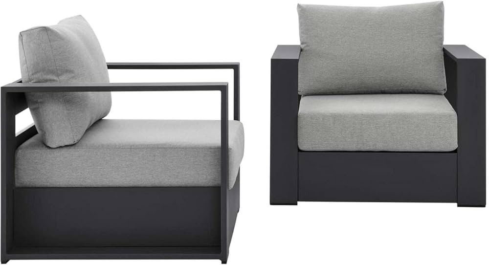 Modway Tahoe Fabric & Aluminum Outdoor Armchair in Gray (Set of 2) | Amazon (US)