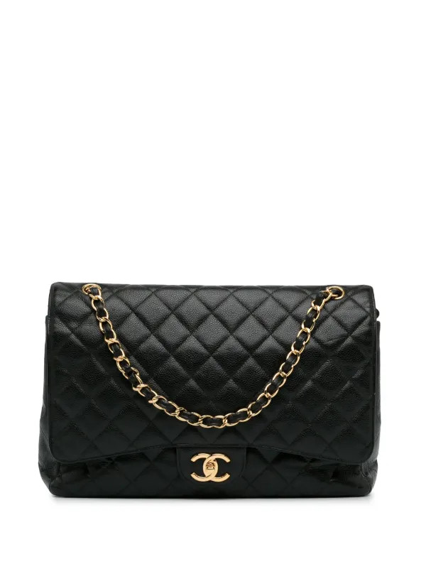 CHANEL Pre-Owned 2014-2015 Maxi Classic Caviar Double Flap Shoulder Bag | Black | FARFETCH UK | Farfetch Global