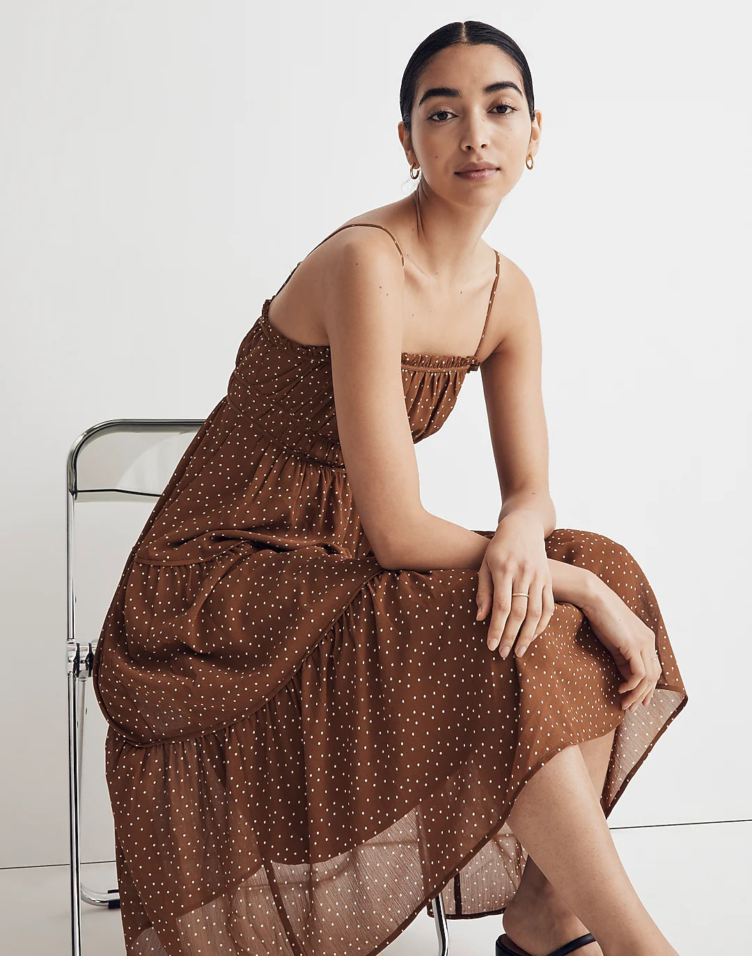 Sophia Cami Tiered Midi Dress in Dot | Madewell