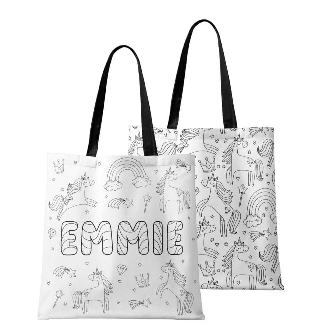 Colorable Personalized Tote Bags | Enchanted Unicorns | Caden Lane