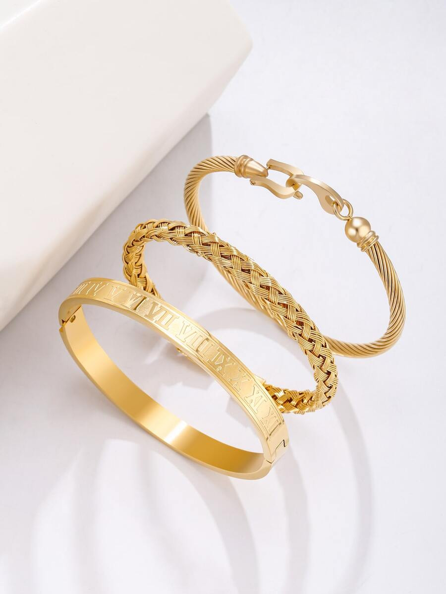 3pcs Roman Numerals Detail Bangle
   SKU: sj2111242011640595      
          (894 Reviews)
      ... | SHEIN