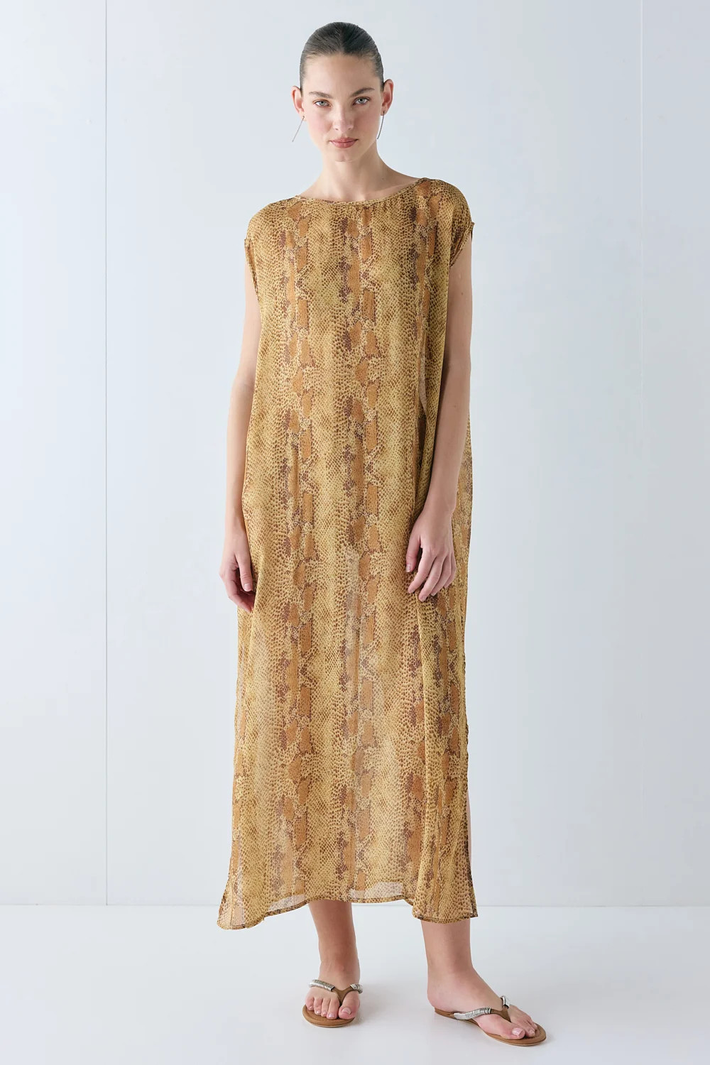 Solaire Sheer Maxi Dress Snake | VRG Grl