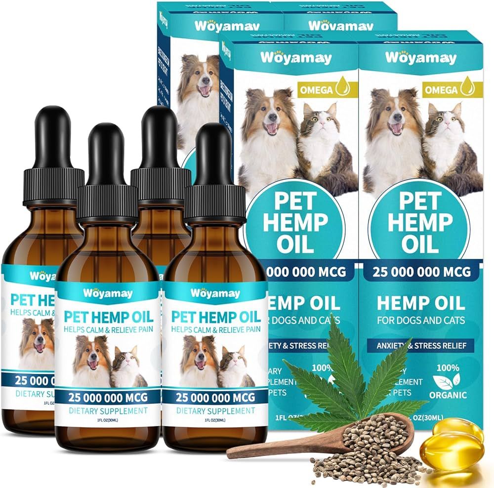 Hemp Oil for Dogs and Cats - Rich in Omega 3, 6, 9 and Organic Extract Helps Pets with Аnxiеty,... | Amazon (US)