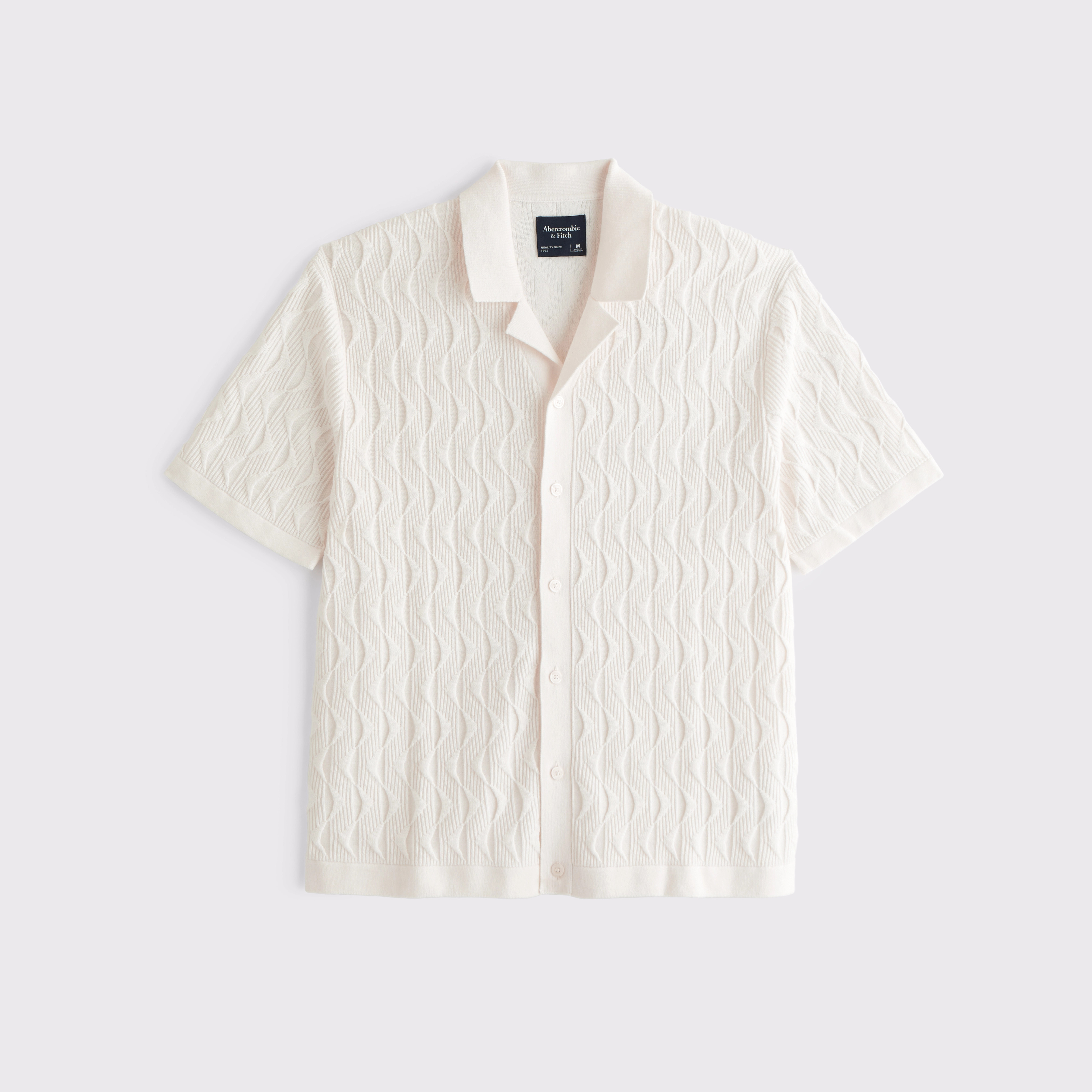 Geometric Stitch Button-Through Sweater Polo | Abercrombie & Fitch (US)