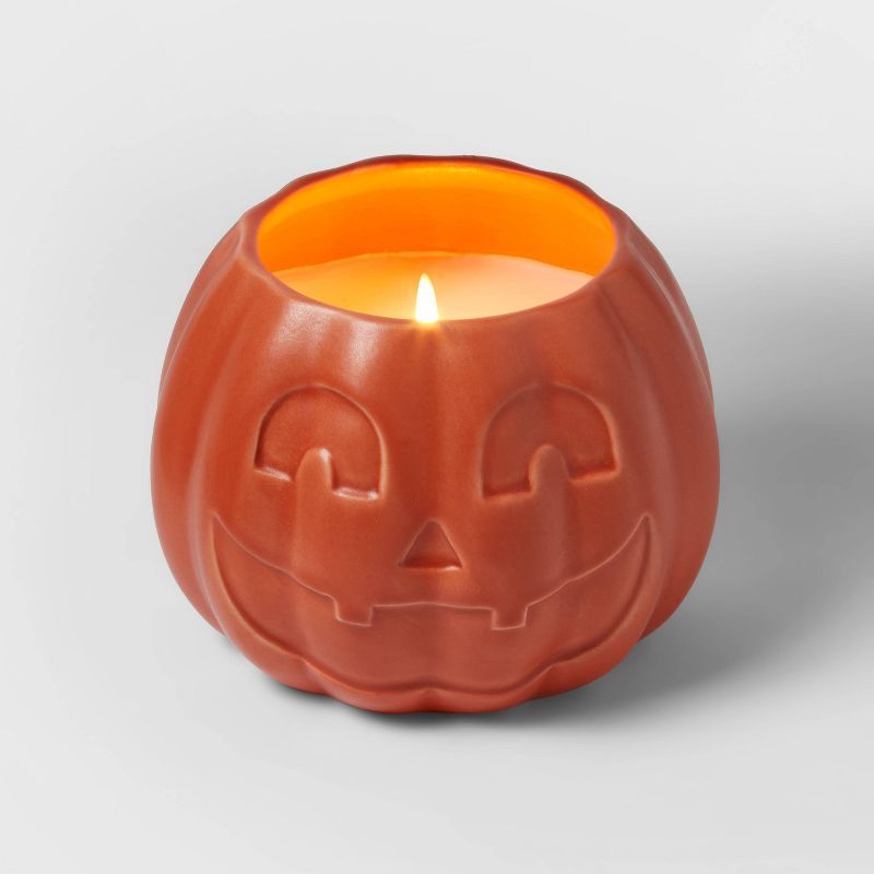 9oz Orange Ghoulish Gourd Ceramic Jack O' Lantern Figural Candle - Hyde & EEK! Boutique™ | Target