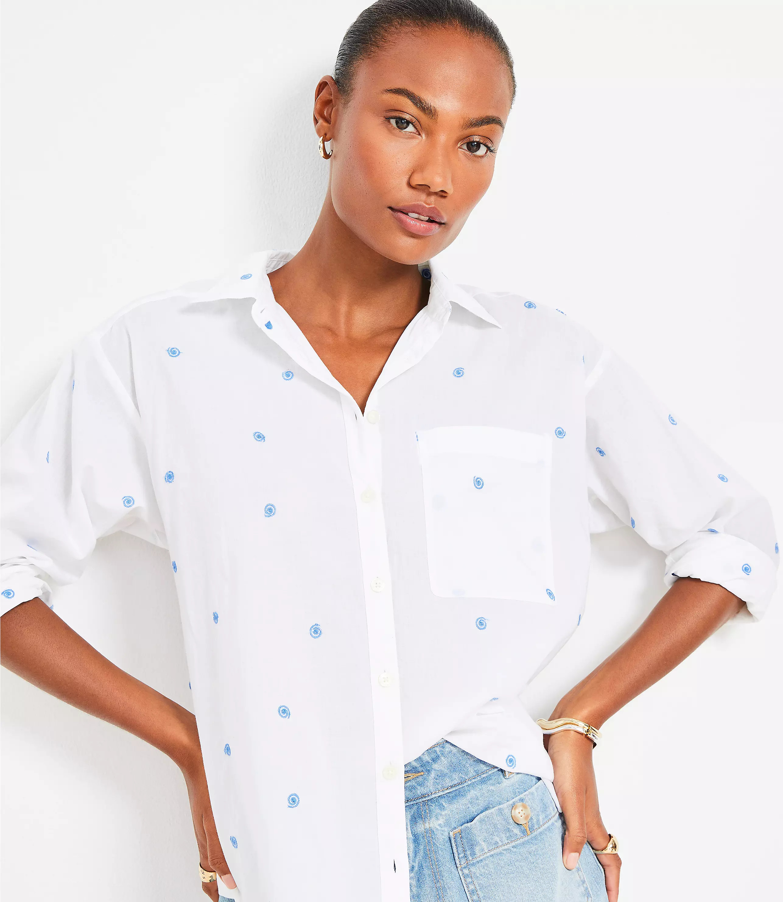 Swirl Everyday Oversized Pocket Shirt | LOFT